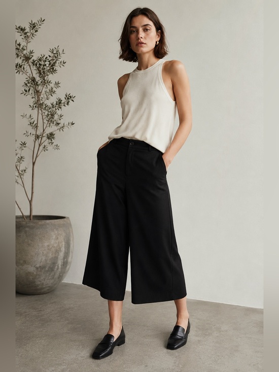 Part Two Pants - Part Two Zaliana Culotte Pants | Wide Leg Cropped Trousers | UK 10